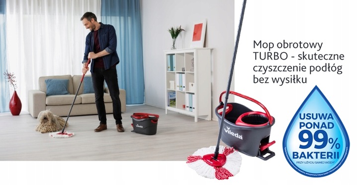 Vileda Mop obrotowy Turbo + wiadro ZESTAW Easy Wring and Clean TURBO
