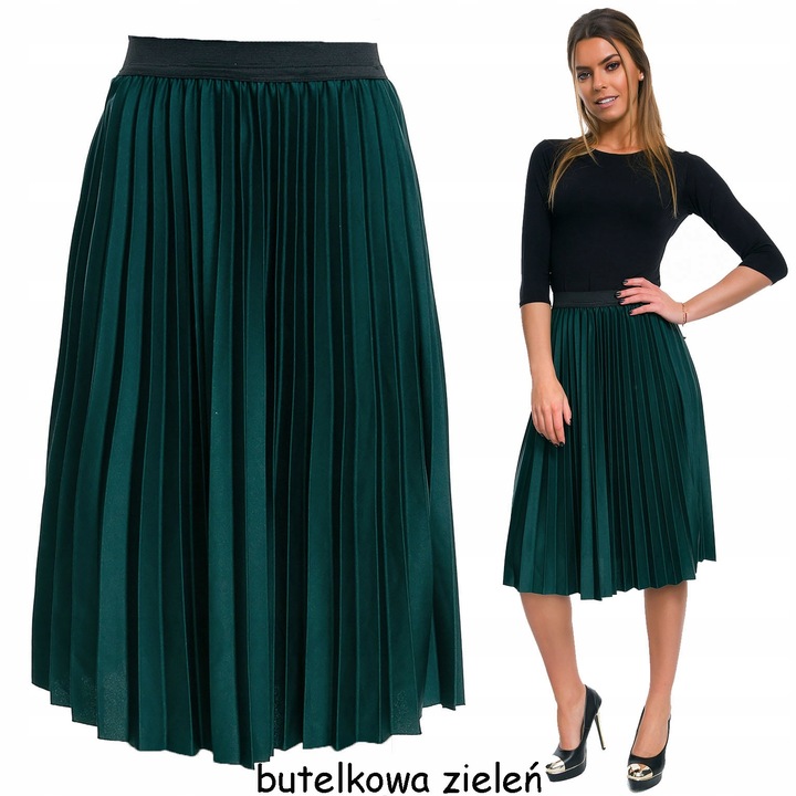 111__SPÓDNICA PLISOWANA MIDI NA GUMCE KOLORY