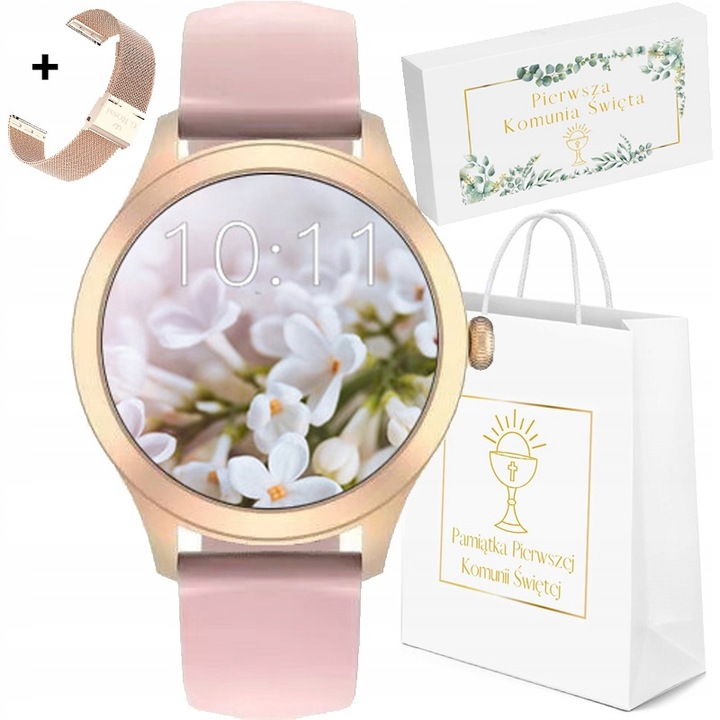Zegarek SMARTWATCH PREZENT dla dziewczynki NA KOMUNIĘ wielofunkcyjny