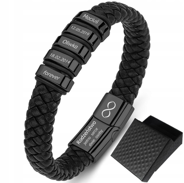 Bransoletka SKÓRZANA IMIONA RODZINY GRAWER