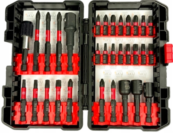 Zestaw utwardzanych bitów udarowych do wkrętarek 1/4 31el. AKU TOOLS