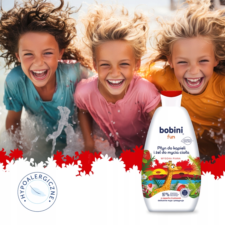 BOBINI Fun Płyn do Kąpieli Żel do Mycia dla Dzieci 2w1 Maxi Piana MIX 4x500
