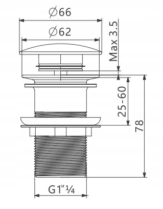 KOREK UMYWALKOWY KLIK-KLAK CHROM MOSIĘŻNY AUTOMAT BEZ PRZELEWU