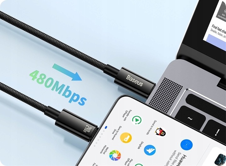 BASEUS MOCNY KABEL USB-C SZYBKIE ŁADOWANIE PRZEWÓD TYP-C 240W PD 3.1 QC 3M