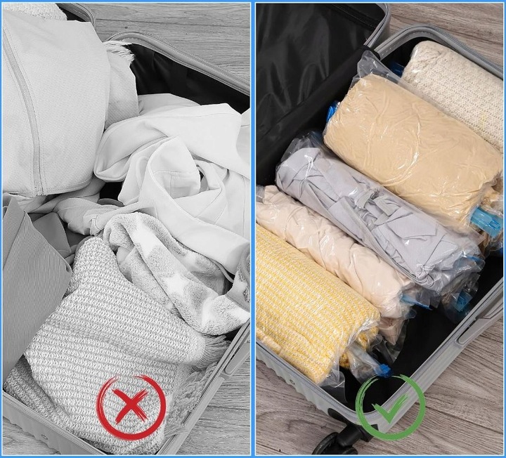 WORKI PRÓŻNIOWE Na Ubrania Pościel Torby, ZESTAW 10 SZTUK + POMPKA