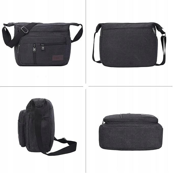 TORBA MĘSKA CZARNA POJEMNA Do Pracy Śniadaniowa Na Ramię Mocna