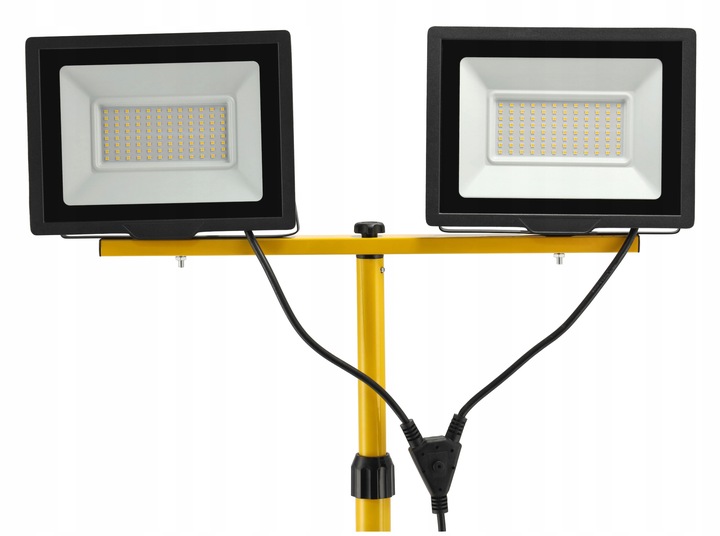 Halogen LED Statyw Budowlany Naświetlacz 2X 100W + Przewód Zestaw