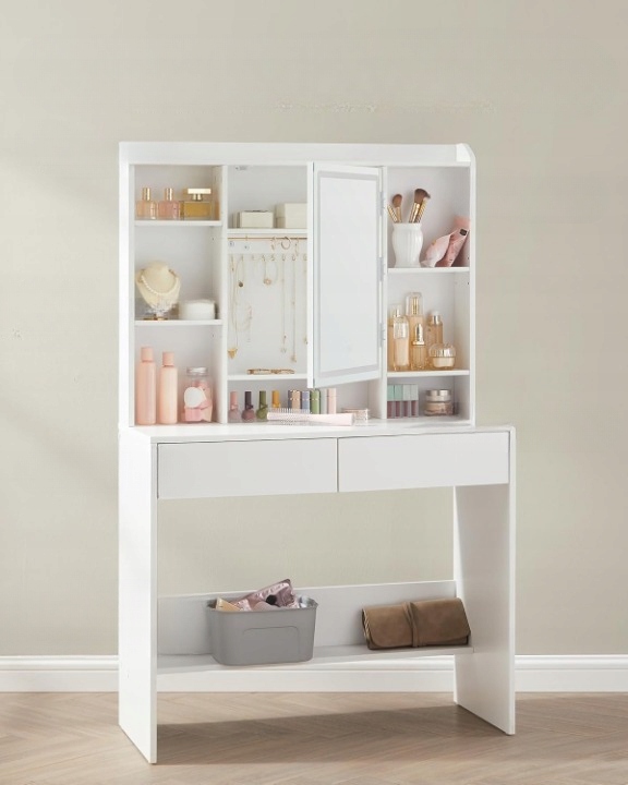 Toaletka lustro LED oświetlenie regulowana biała nowoczesna