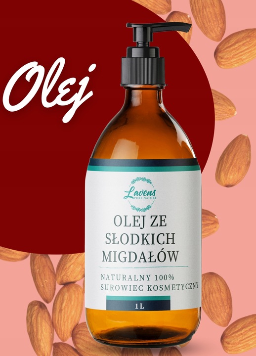 Olej Ze Słodkich Migdałów 1L Migdałowy Dozownik Do Masażu ciało włosy twarz