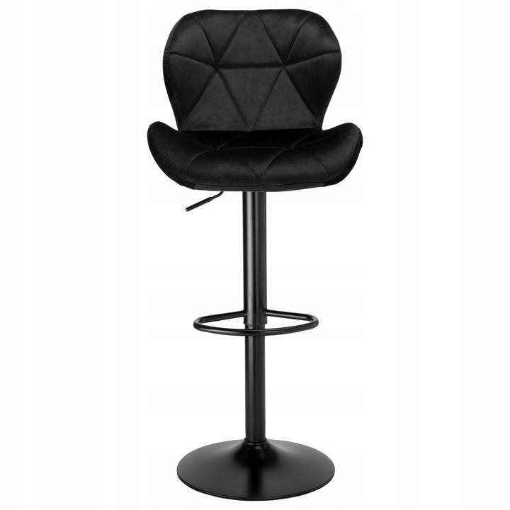 KRZESŁO BAROWE OBROTOWE REGULOWANE PIKOWANE HOKER WELUROWY CZARNY