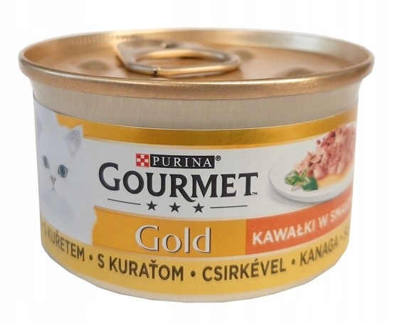 GOURMET GOLD KAWAŁKI KURCZAKA W SOSIE MOKRA KARMA DLA KOTA 12x85g