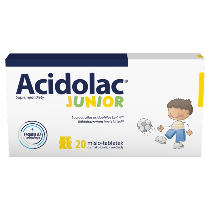 ACIDOLAC JUNIOR MISIO-TABLETKI (BIAŁA CZEKOLADA)