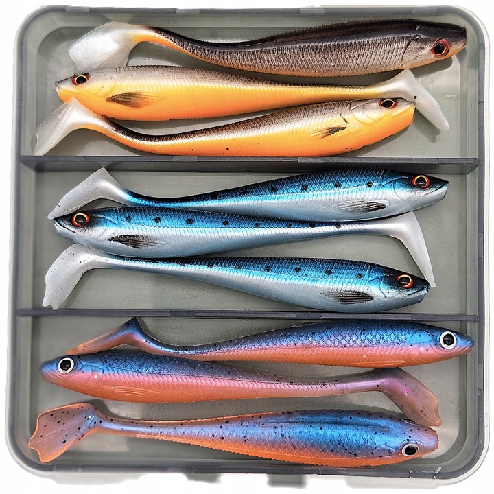 Gumy Etuso Pantera Zestaw 9szt 9cm 5.5g Przynęty Spinningowe Wędkarskie