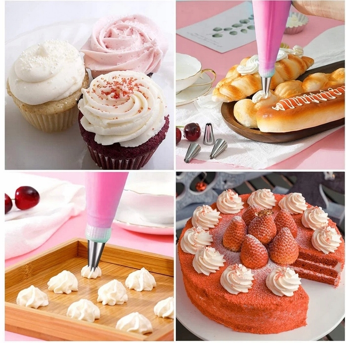 Tylki Cukiernicze 2x RĘKAW CUKIERNICZY DEKORATOR TORTÓW Skrobka Tortu 24 el