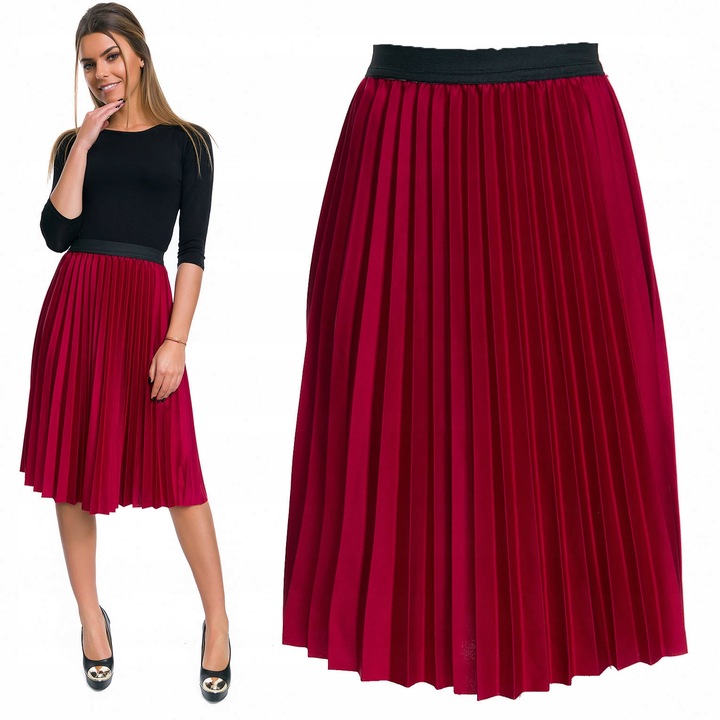 111__SPÓDNICA PLISOWANA MIDI NA GUMCE KOLORY