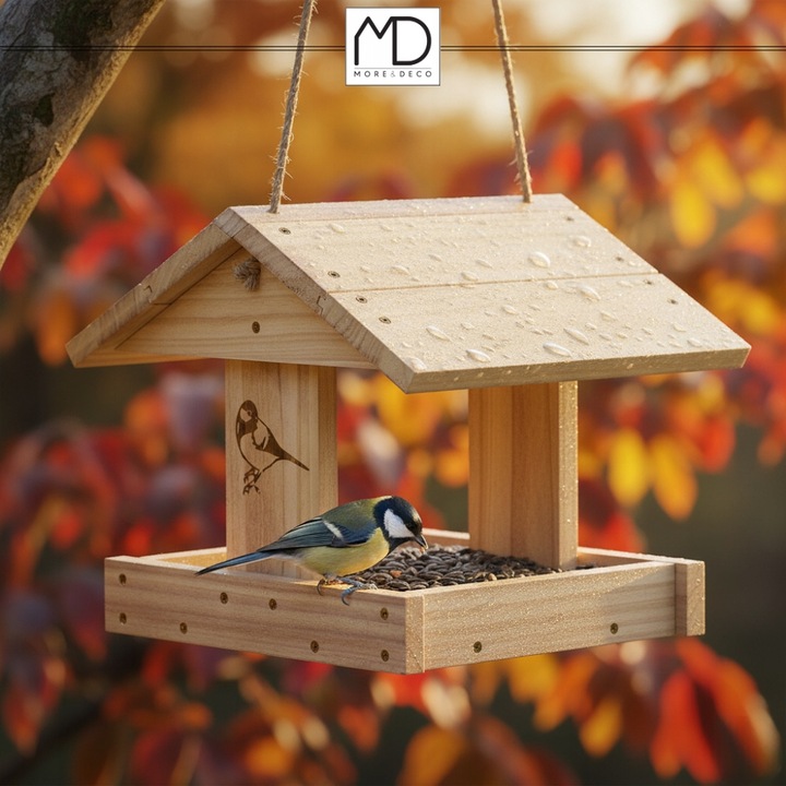 Karmnik dla ptaków domek budka DIY eko drewno ogrodowy solidny na zimę