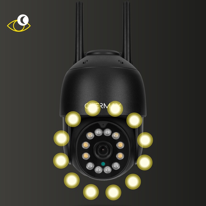 KAMERA ZEWNĘTRZNA OBROTOWA ULTRA HD WIFI 4MPx 4x ZOOM 2.5K PTZ IP66 CZARNA