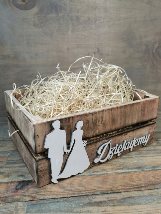 SKRZYNKA DREWNIANA PODZIĘKOWANIE OD PARY MŁODEJ DLA GOŚCI RODZICÓW DZIADKÓW