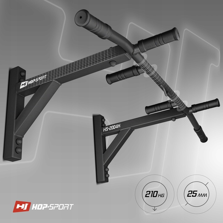 Drążek do podciągania ścienny wytrzymałość do 210kg HopSport 6 uchwytów