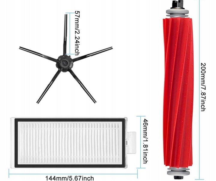 Akcesoria do RoboRock Q7/Q7 max Szczotka główna 2x szczotka boczna 2x filtr
