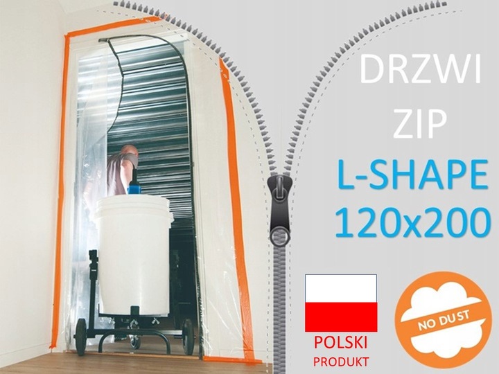 KURTYNA PRZECIWPYŁOWA L-SHAPE DRZWI ZIP 120X220CM-GRUBA, MOCNA