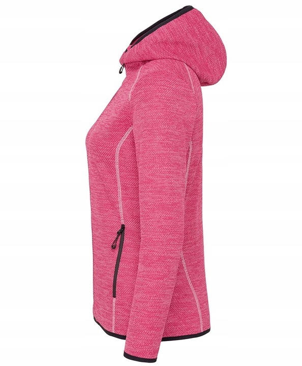 Rozpinany polar damski z kapturem kieszenie Recycled ekologiczny turkus XS