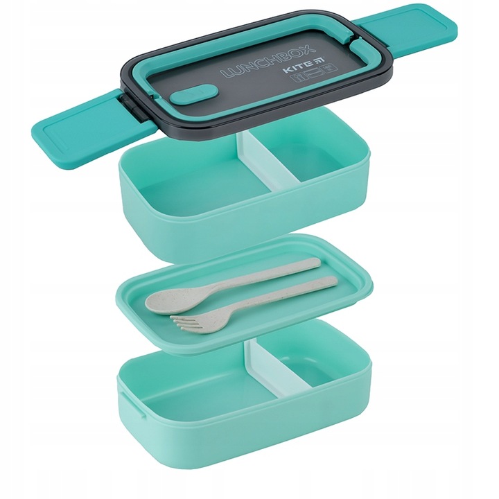 LUNCHBOX ŚNIADANIÓWKA ZE STUCĆAMI WKŁADY 2 KOMORY 1400ml BIAŁY KITE