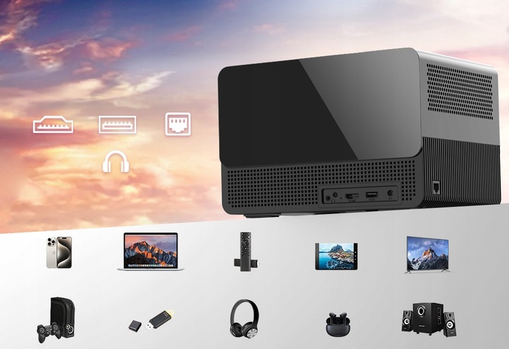 RZUTNIK PROJEKTOR LED AUTOFOCUS ANDROID TV 11 4K FULL HD WIFI PILOT BT