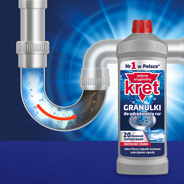 KRET Granulki do Udrożniania Rur Syfonów 3x800g