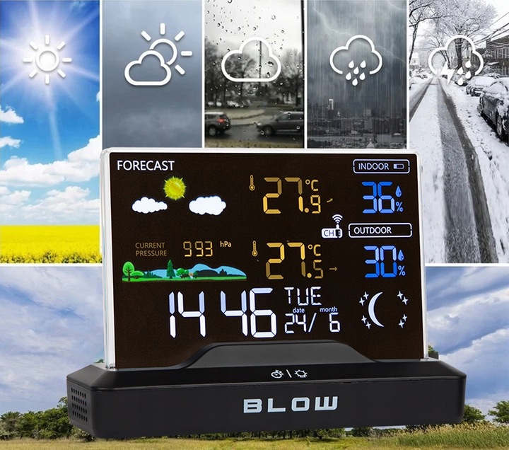 STACJA POGODY METEO BEZPRZEWODOWA POGODOWA TERMOMETR HIGROMETR