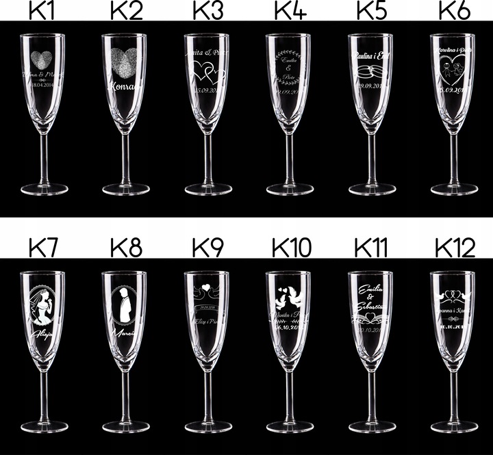 KIELISZKI DO SZAMPANA Z GRAWEREM ŚLUB PREZENT 2szt