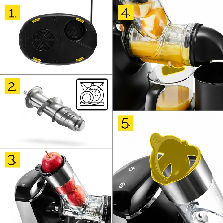 Wyciskarka wolnoobrotowa Sokowirówka Yoer 200W Duży otwór 3w1 Sorbet+