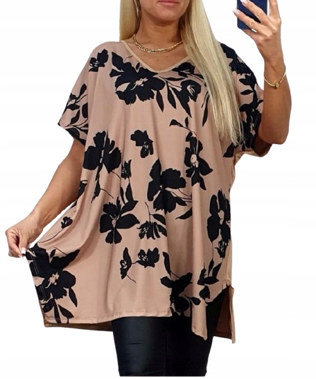 LUŹNA KOBIECA TUNIKA BLUZKA PLUS SIZE V dekolt XL/XXL różne wzory mix 702