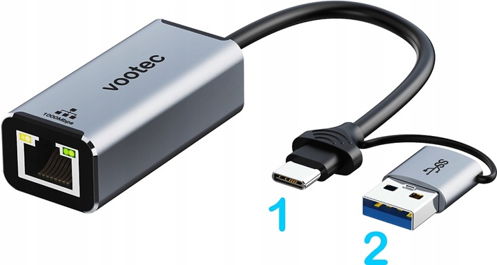 PRZEJŚCIÓWKA USB ETHERNET ADAPTER KARTA SIECIOWA LAN GIGABIT RJ45 1000 MBPS