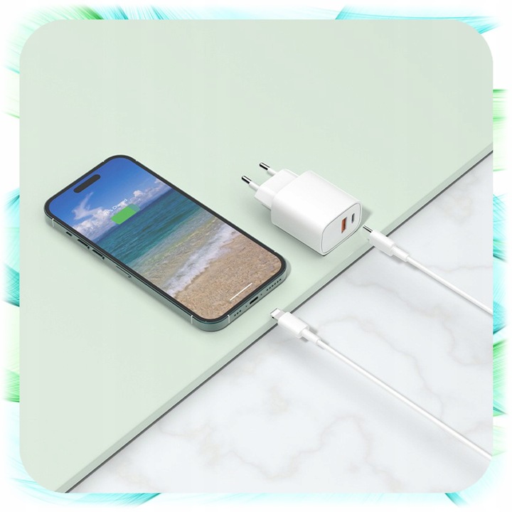 ŁADOWARKA SIECIOWA KOSTKA 2 Wejścia USB + TYP-C USB-C do Telefonu 25W biała