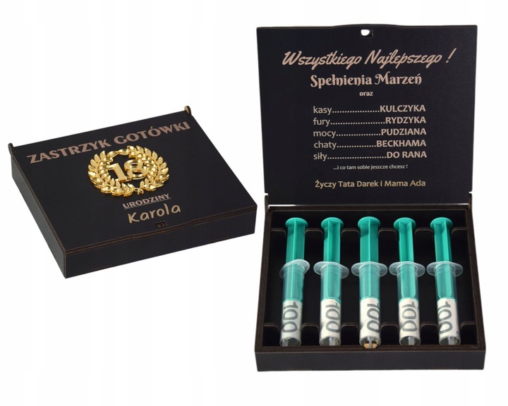 Pudełko Zastrzyk Gotówki Prezent na 18 Urodziny