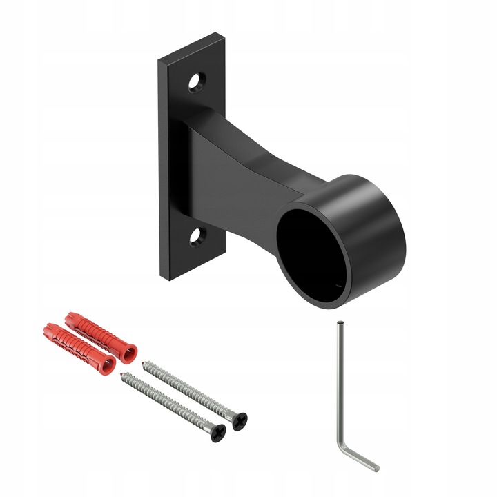 PORĘCZ SCHODOWA BALUSTRADA NA SCHODY UCHWYT CZARNY MAT fi 25mm 200 cm