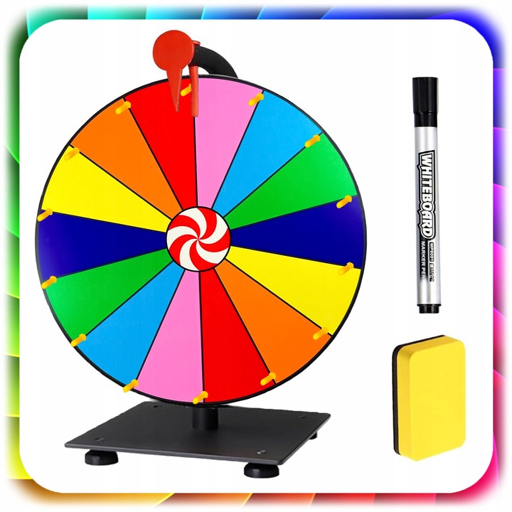 KOŁO FORTUNY SUCHOŚCIERALNE GRA DLA DZIECI LOTERIA IMPREZY 50CM +