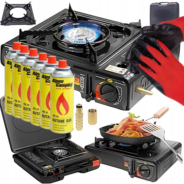 KUCHENKA GAZOWA TURYSTYCZNA 2W1 Z REDUKTOREM I WALIZKĄ 6x KARTUSZE + GRATIS