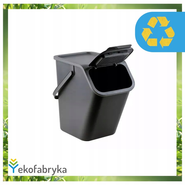 Kosz na śmieci pod zlew na odpady ZMIESZANE kuchenny mały CZARNY 25l