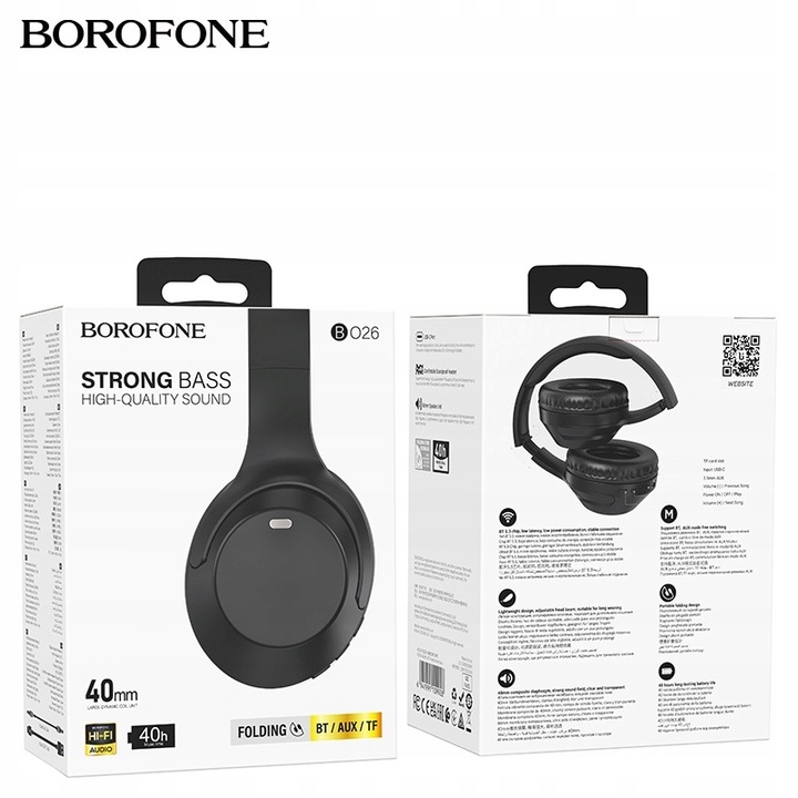 Słuchawki bezprzewodowe nauszne nagłowne Bluetooth 5.3 40h 200h Typ C USB-C