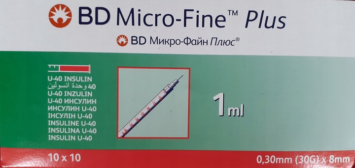 Strzykawki insulinowe BD 1ml U40 G30x8mm 100 szt.