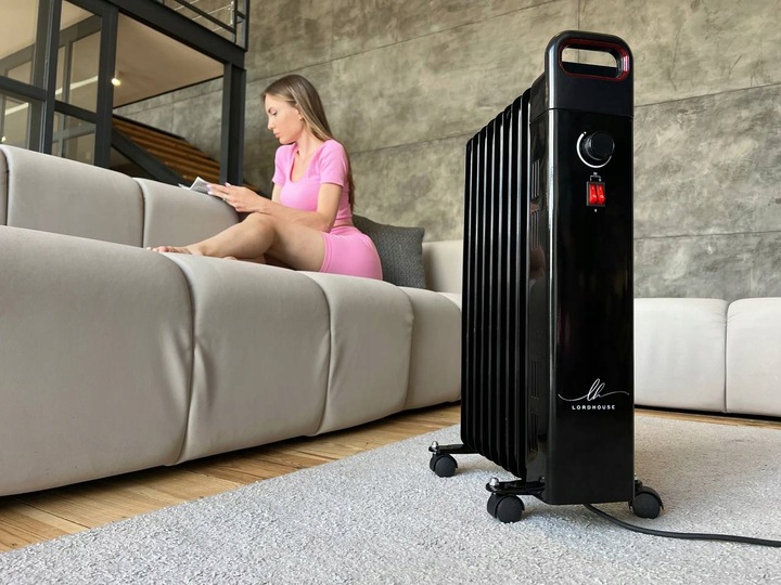 OSZCZĘDNY MOCNY Grzejnik elektryczny OLEJOWY 9 żeberek CZARNY 2000W 3 tryby