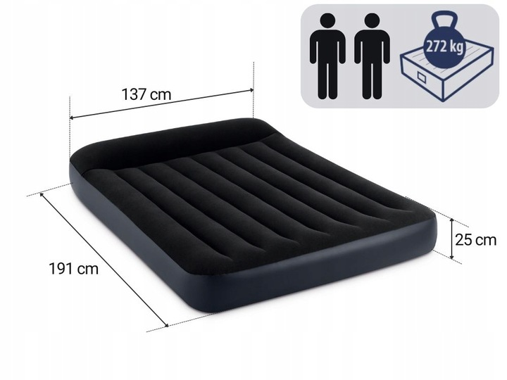 Materac Dmuchany Dwuosobowy Welurowy Łóżko Intex z Pompką MODEL 2024