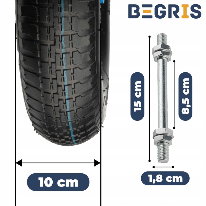 Koło do taczki 6 PR 4.00-8 z dętką BEGRIS