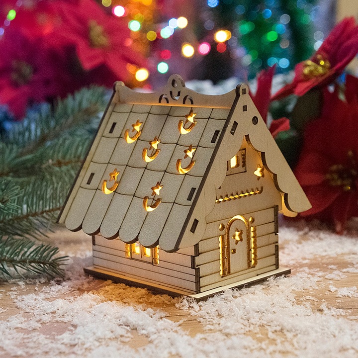 DOMEK LAMPION ŚWIĄTECZNY LED LAMPKA PREZENT DIY