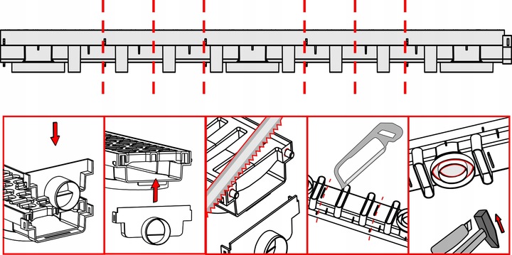 Odwodnienie liniowe 1000x63x131mm 1,5Tony MAX-DRAIN Krata Line Popiel
