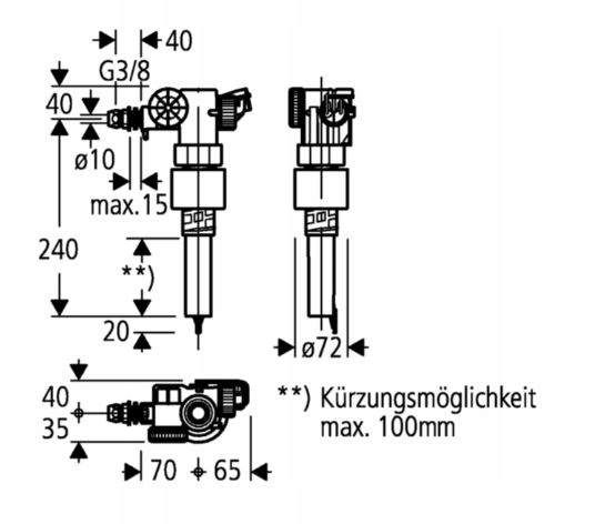 Grohe zawór napełniający pływak do spłuczki podtynkowej WC 43537000