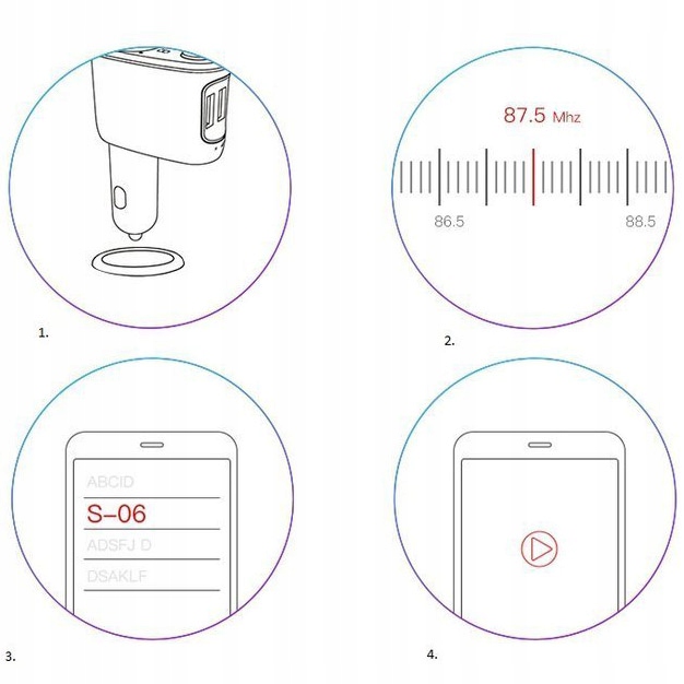 Baseus Transmiter FM Bluetooth, USB-A, ładowarka