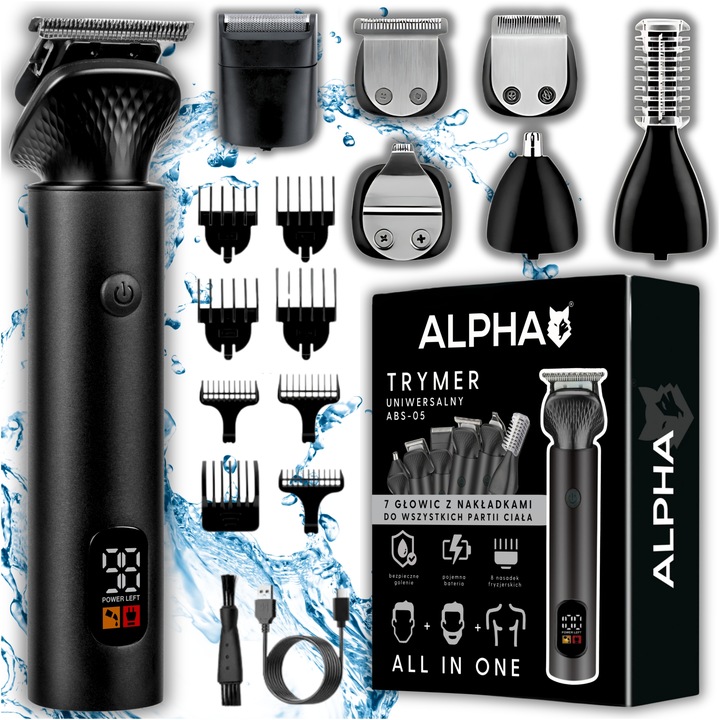 Maszynka Do Strzyżenia Włosów, Brody - Trymer Do Nosa + Golarka Alpha